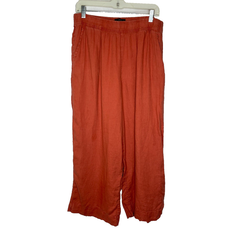 Women's XL Tahari 100% Linen Rust Red Pull On Lagenlook Pants